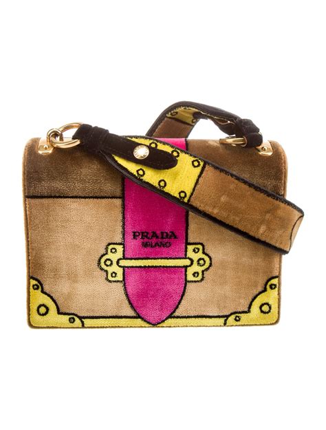 Prada Velluto Ricamo Trompe L'oeil Cahier Shoulder Bag 